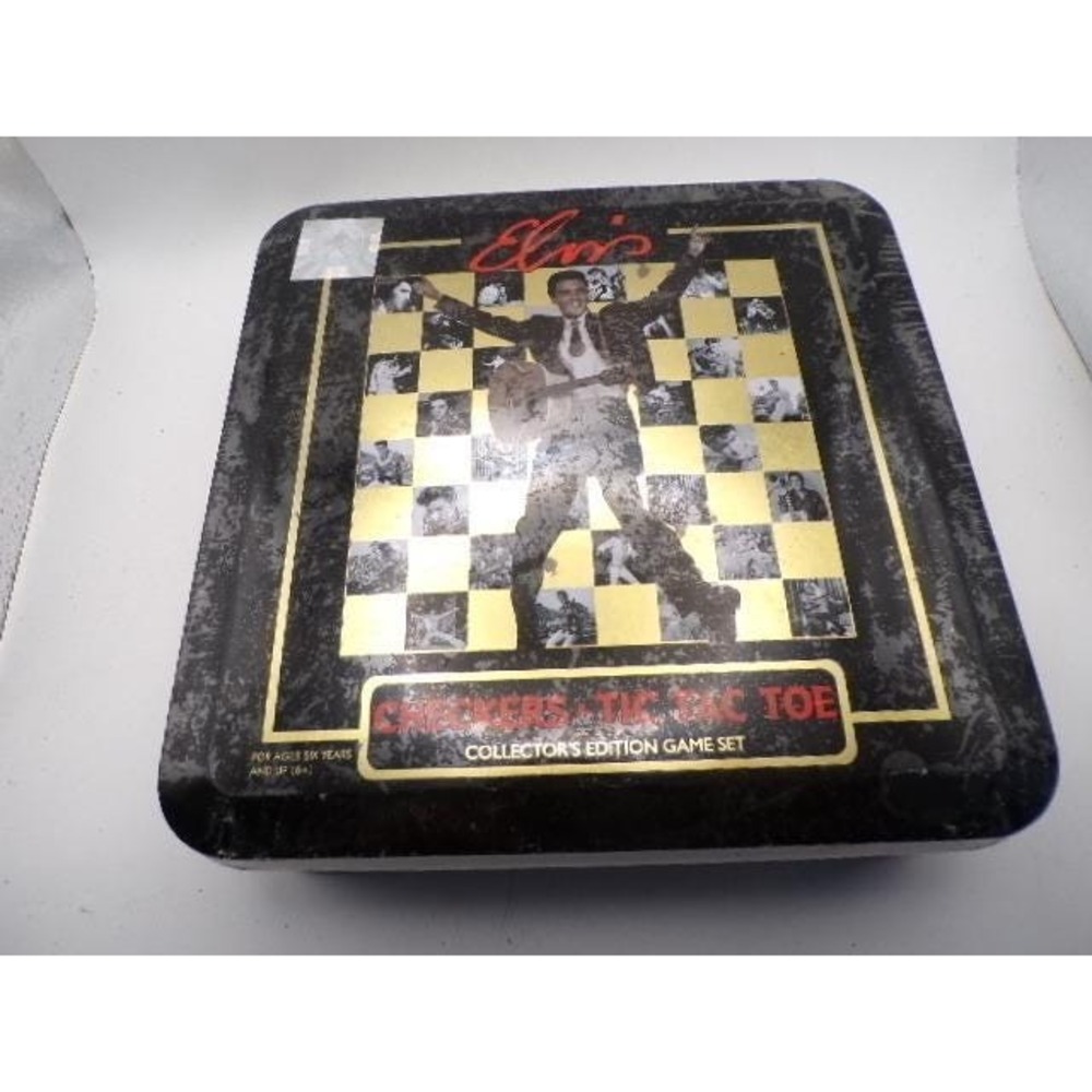 Elvis Presley Collector's Edition Checkers Tic‎ Tac Toe Game Set Tin